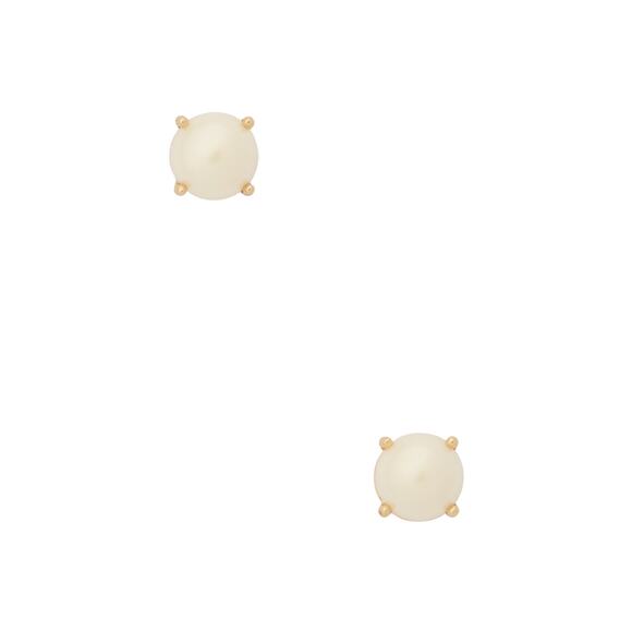 NWT! Kate Spade Pearl Gumdrop Studs in Cream / Gold - Picture 1 of 5